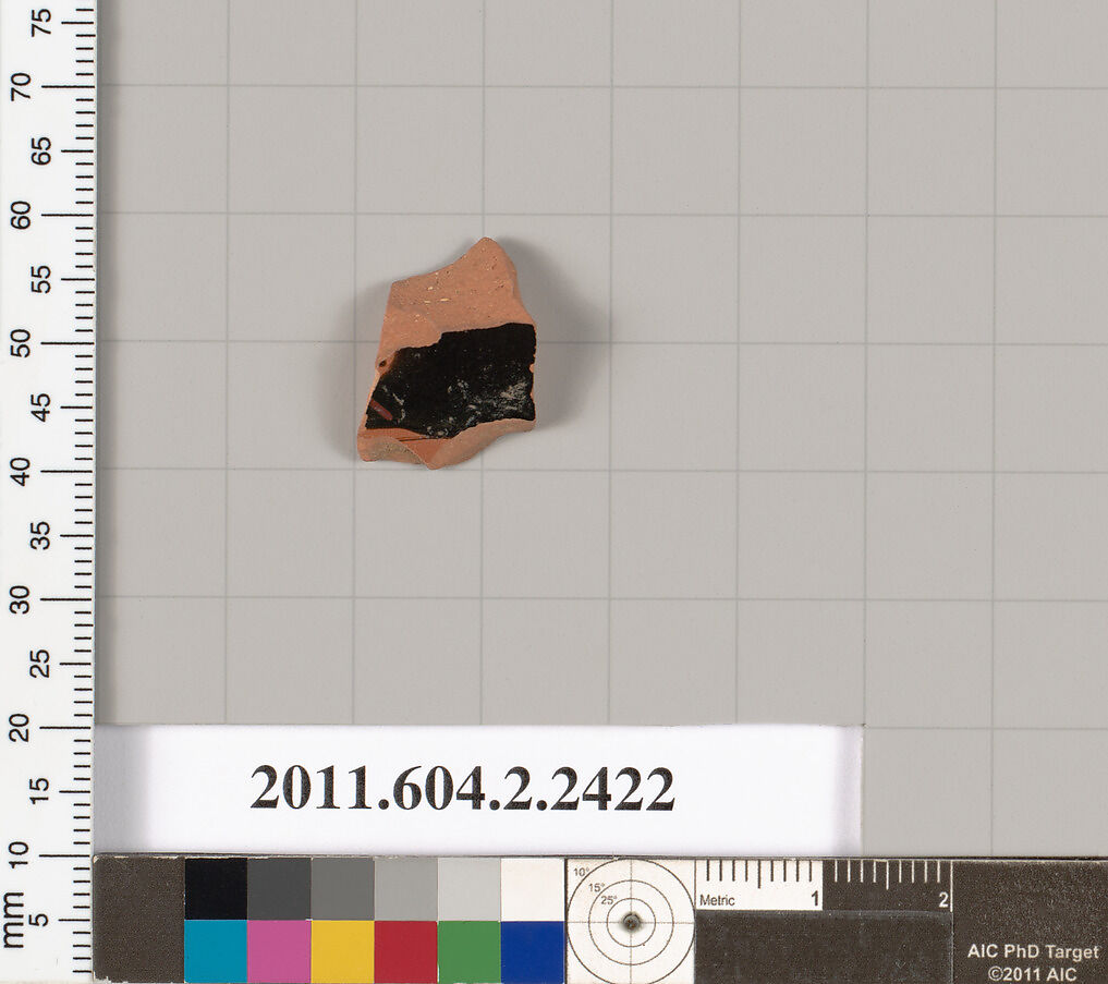 Terracotta fragment of a closed shape, Terracotta, Greek, Attic