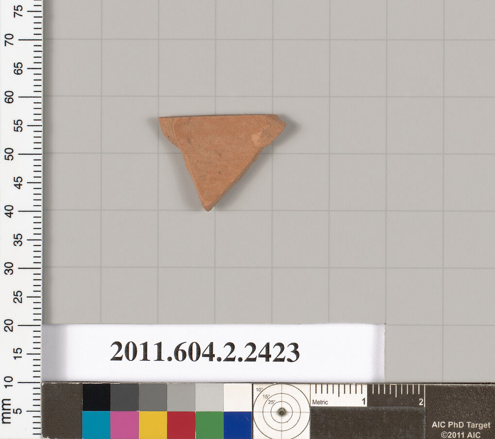 Terracotta fragment of a closed shape, Terracotta, Greek, Attic