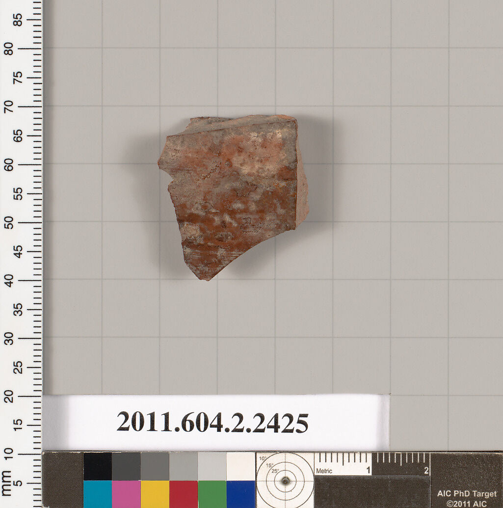Terracotta fragment of a closed shape, Terracotta, Greek, Attic