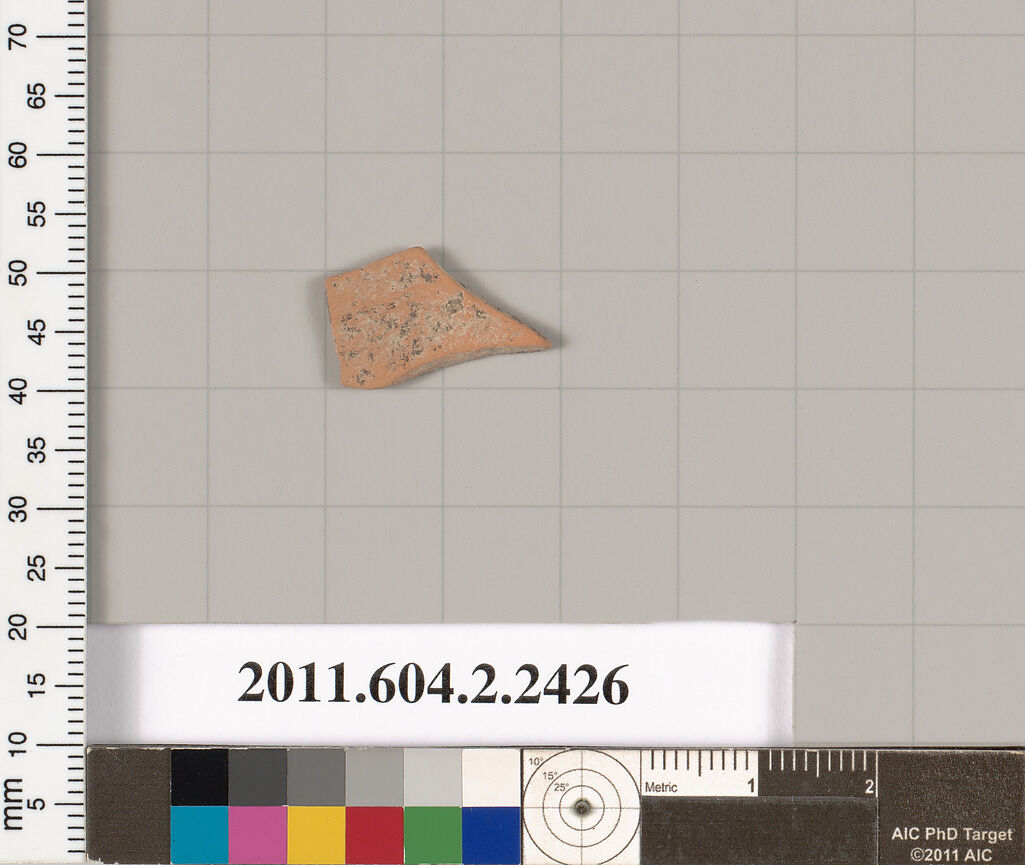 Terracotta fragment of an undetermined shape, Terracotta, Greek, Attic