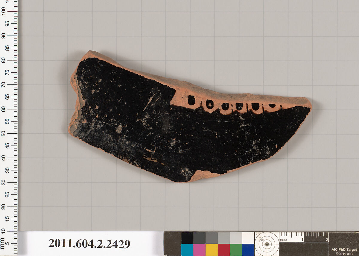 Terracotta fragment of an amphora (jar)?, Terracotta, Greek, Attic 