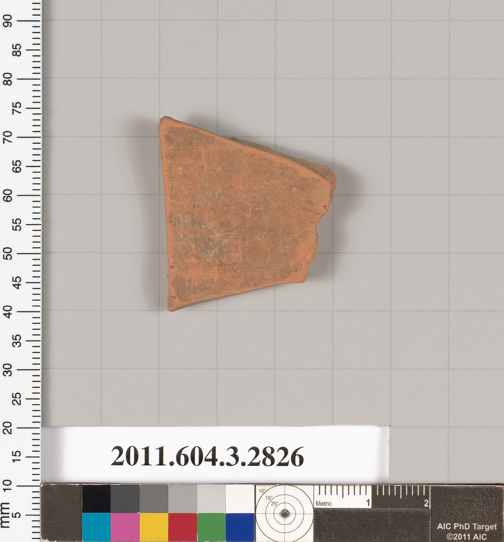 Terracotta fragment of a closed shape, Terracotta, Greek, Attic