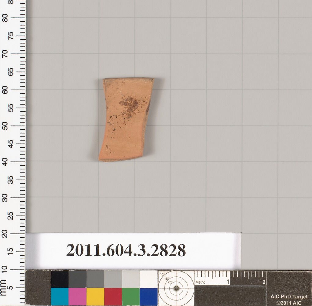 Terracotta fragment of an oinochoe (jug) or an olpe (jug)?, Terracotta, Greek, Attic