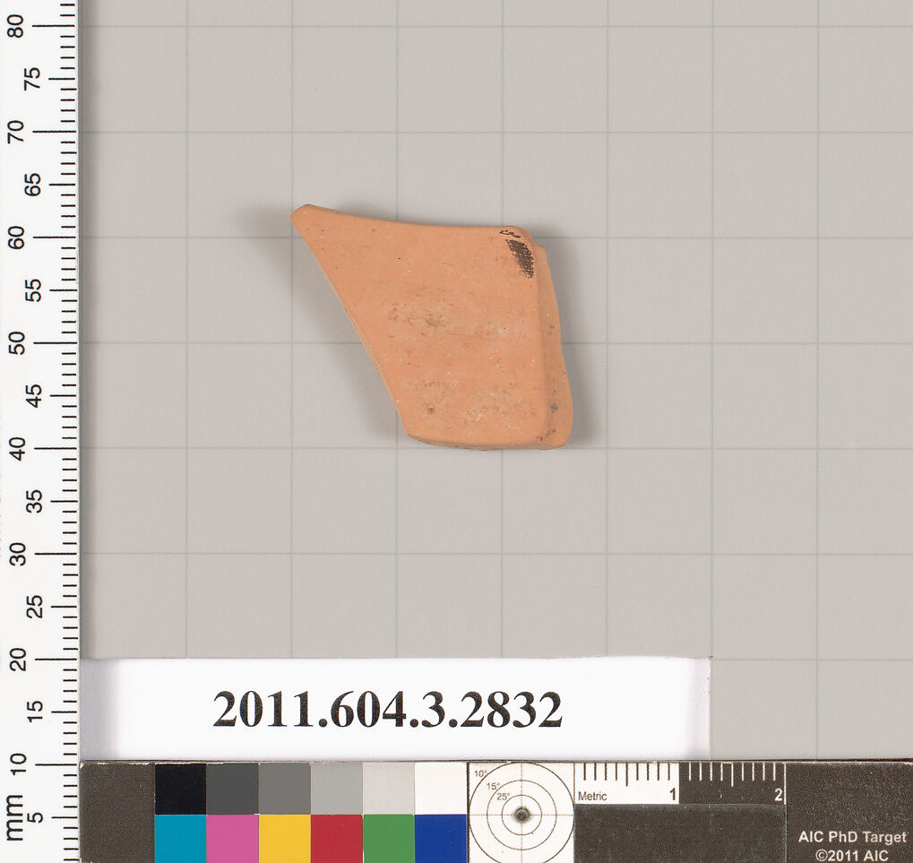 Terracotta fragment of a closed shape, Terracotta, Greek, Attic