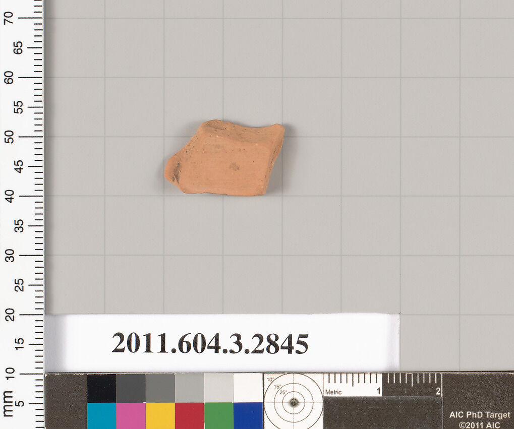 Terracotta fragment of a closed shape, Terracotta, Greek, Attic