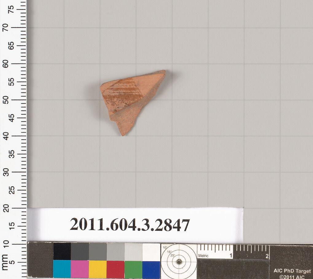 Terracotta fragment of a closed shape, Terracotta, Greek, Attic