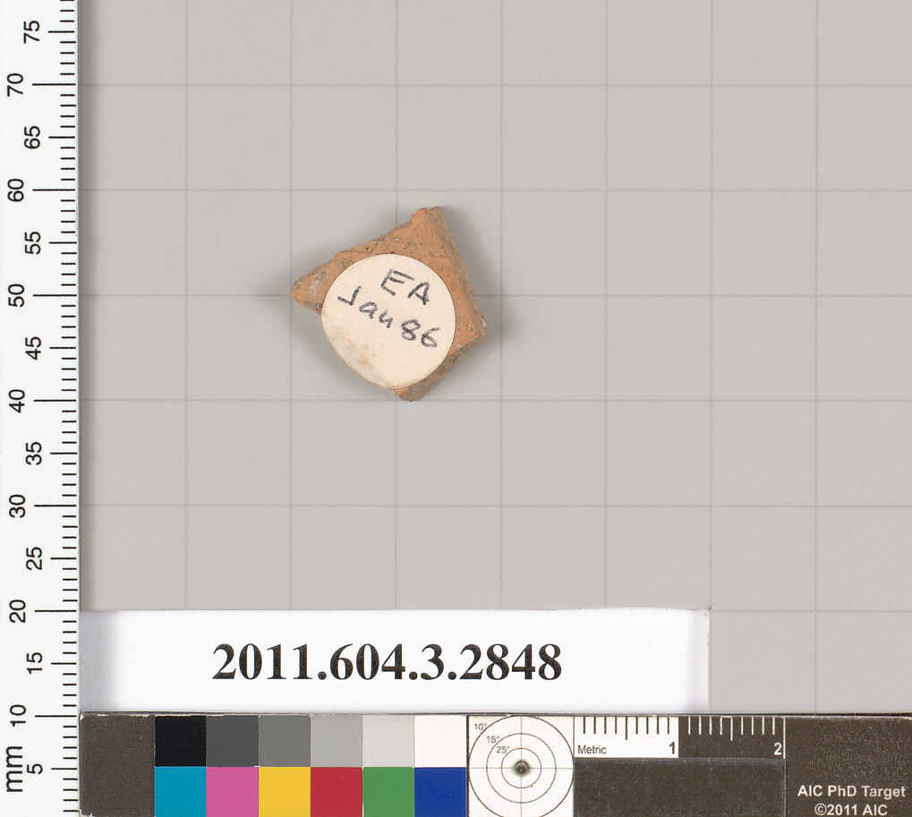 Terracotta fragment of a closed shape, Terracotta, Greek, Attic