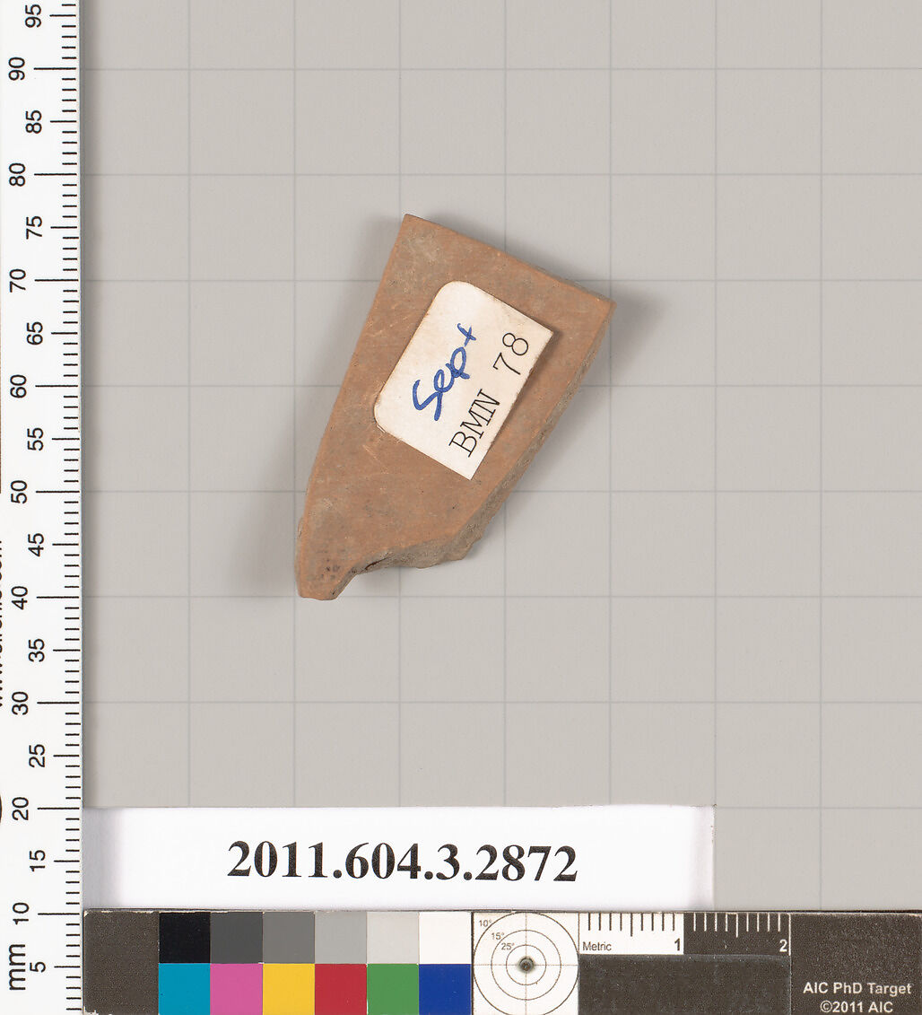 Terracotta fragment of a closed shape, Terracotta, Greek, Attic