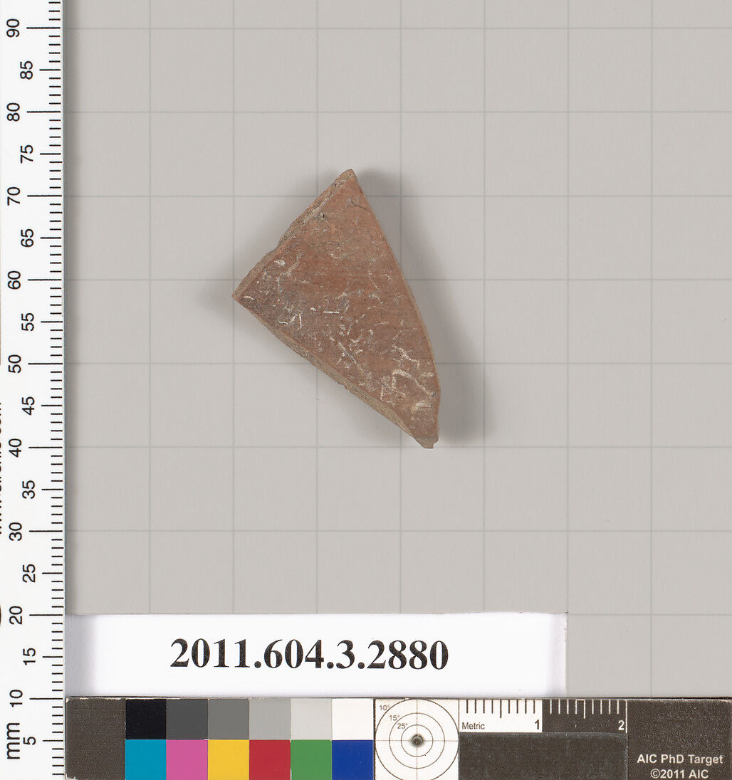 Terracotta fragment of a closed shape, Terracotta, Greek, Attic