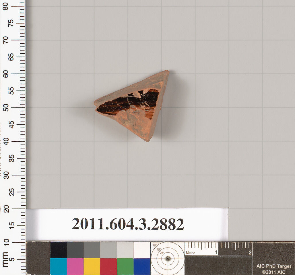 Terracotta fragment of a closed shape, Terracotta, Greek, Attic