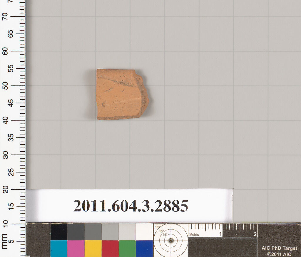 Terracotta fragment of a closed shape, Terracotta, Greek, Attic