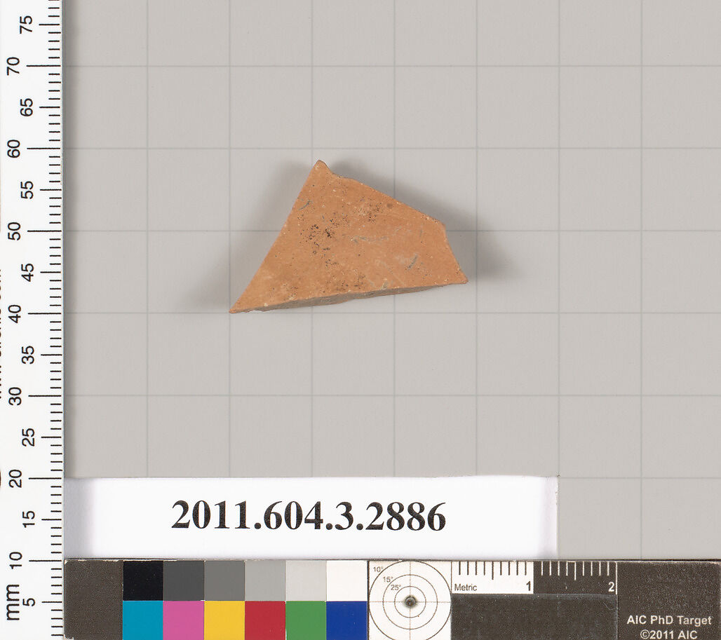 Terracotta fragment of a closed shape, Terracotta, Greek, Attic