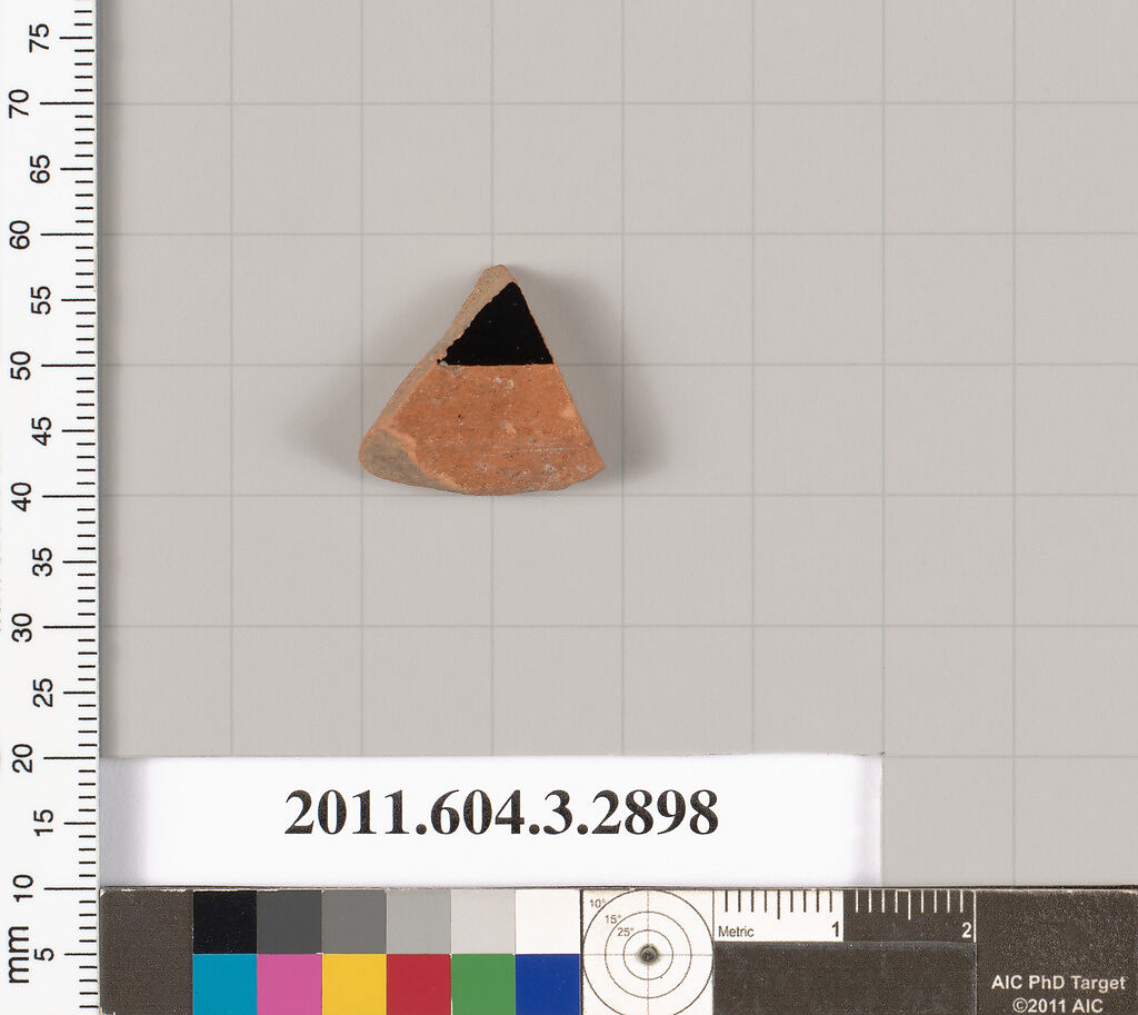 Terracotta fragment of a closed shape, Terracotta, Greek, Attic