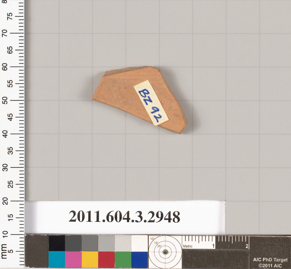Terracotta fragment of a closed shape, Terracotta, Greek, Attic