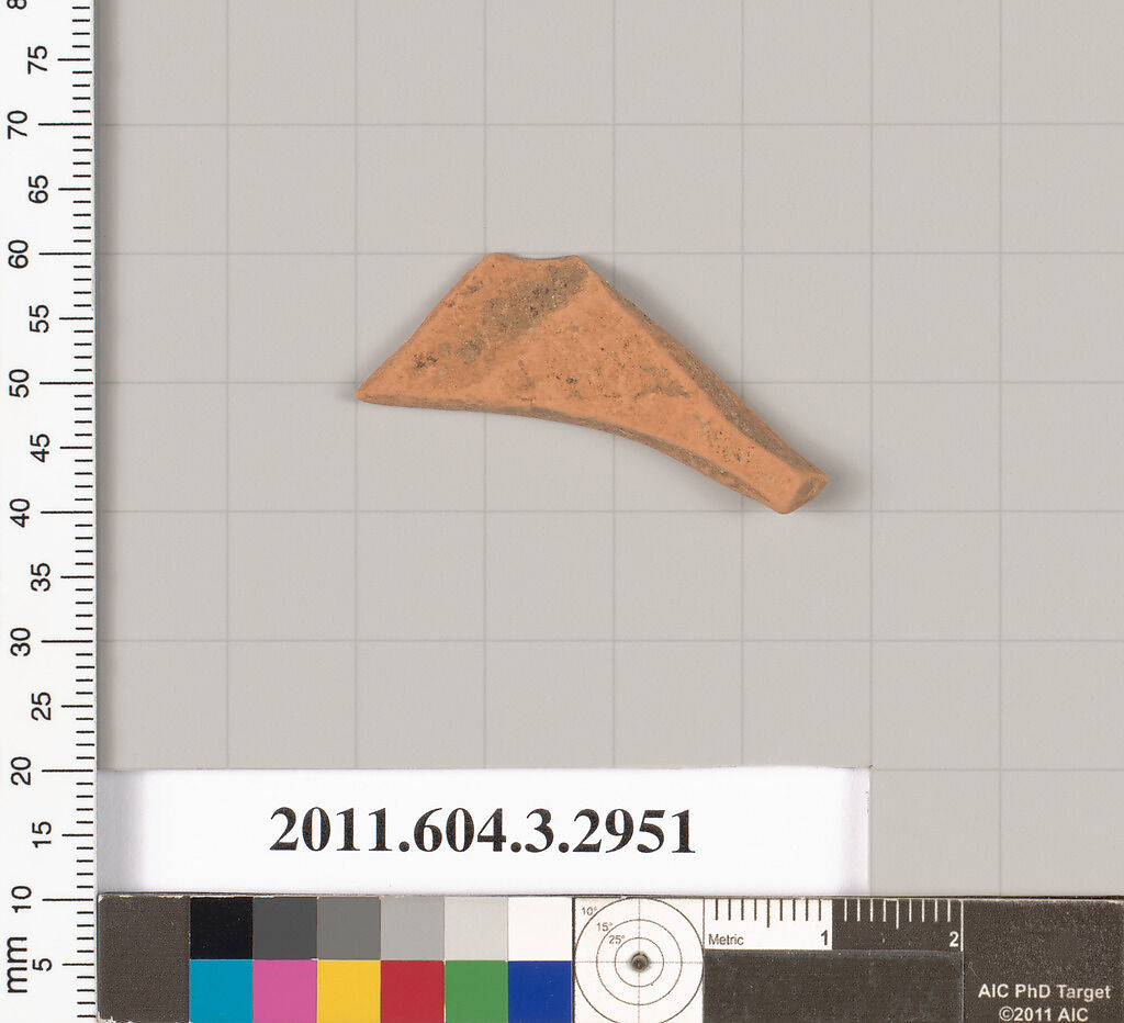 Terracotta fragment of an undetermined shape, Terracotta, Greek, Attic