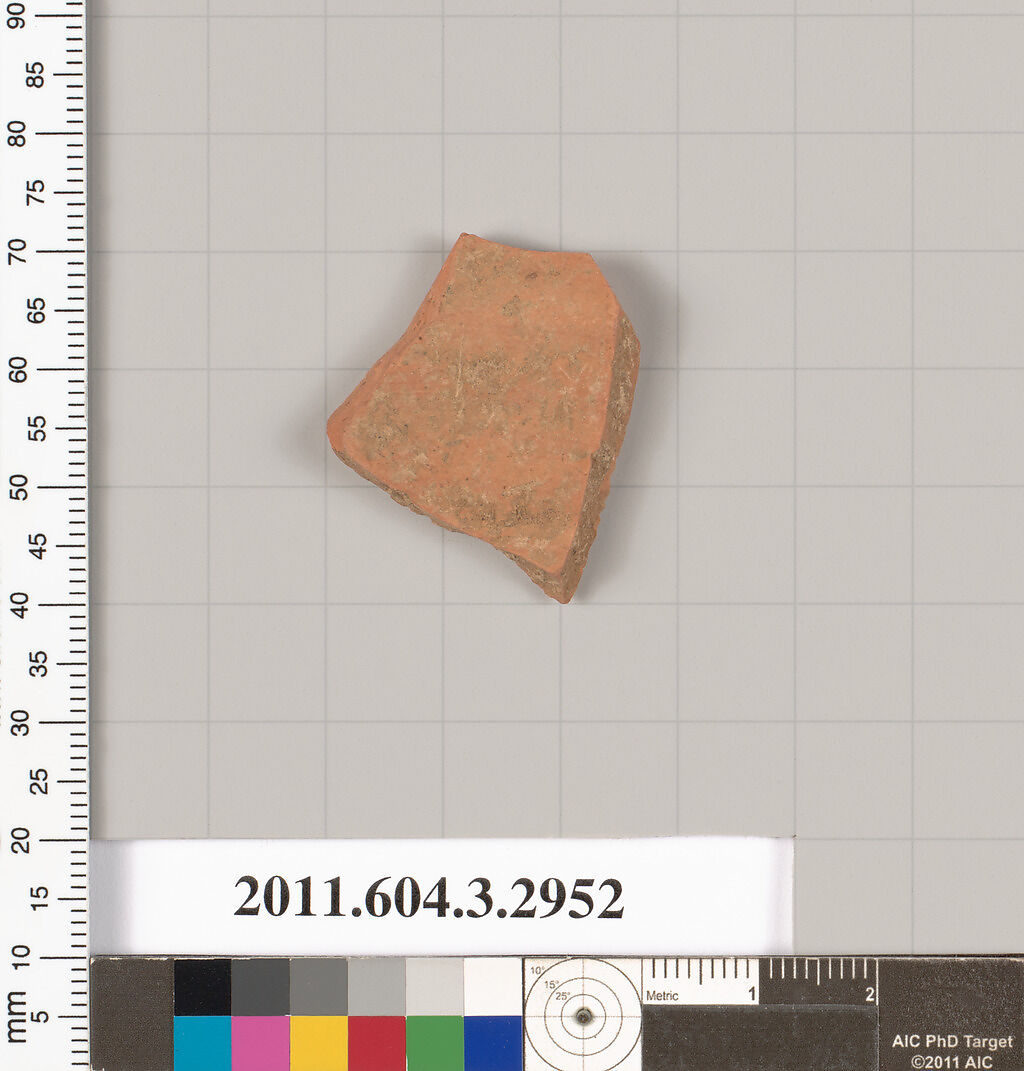 Terracotta fragment of a closed shape, Terracotta, Greek, Attic