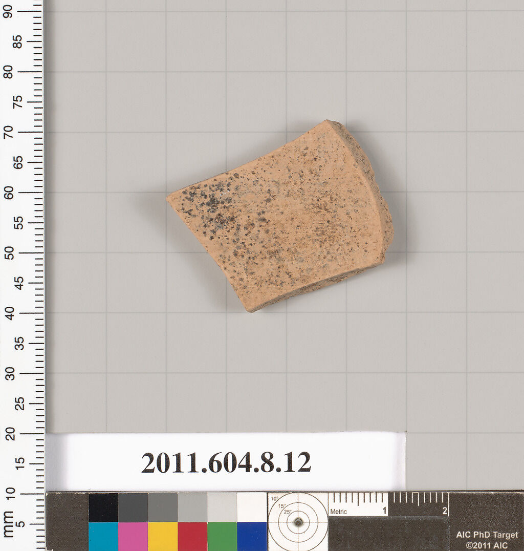 Terracotta fragment of a closed shape, Terracotta, Greek, Corinthian