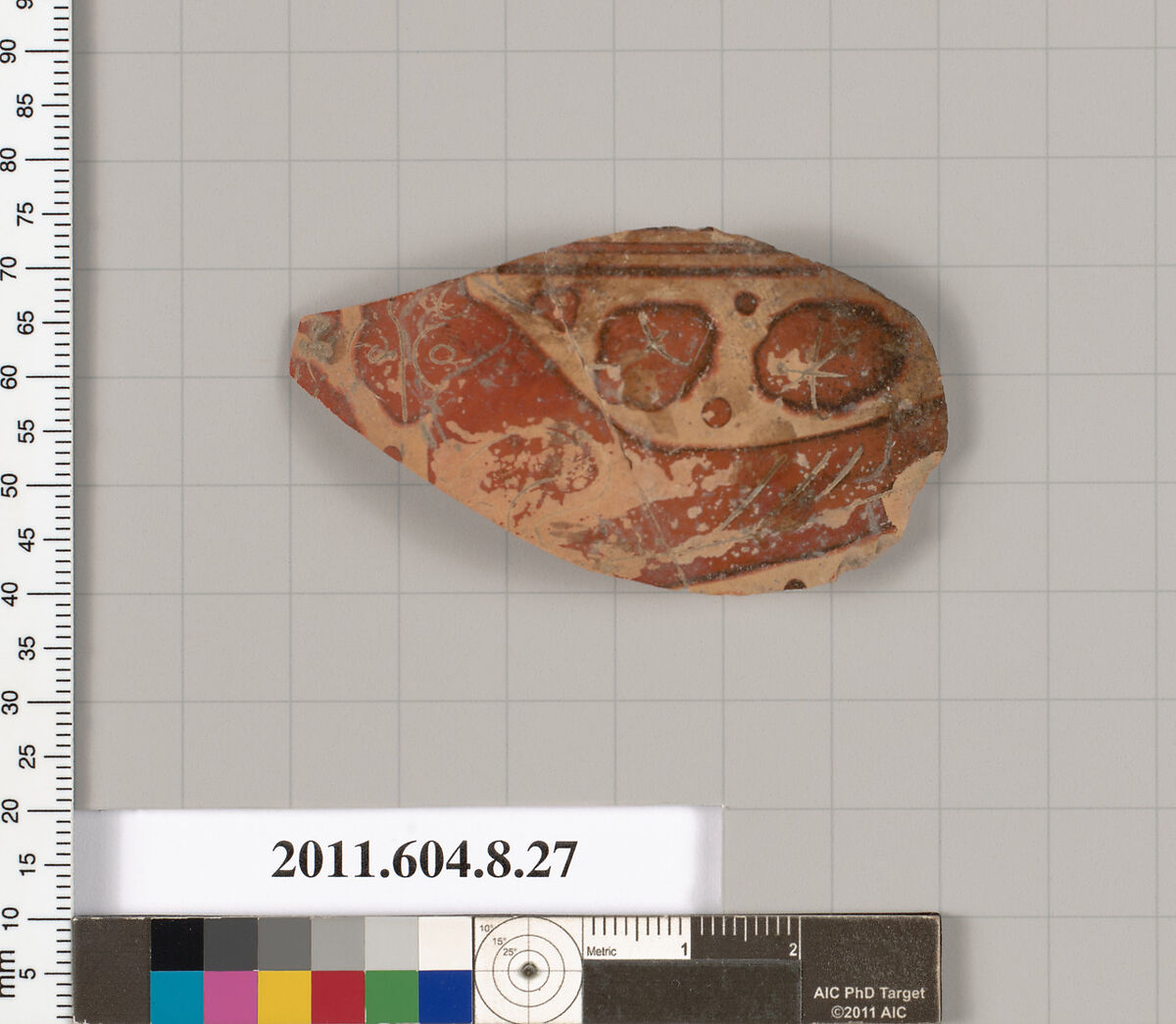 Terracotta fragment of a closed shape, Terracotta, Etruscan, Etrusco-Corinthian 