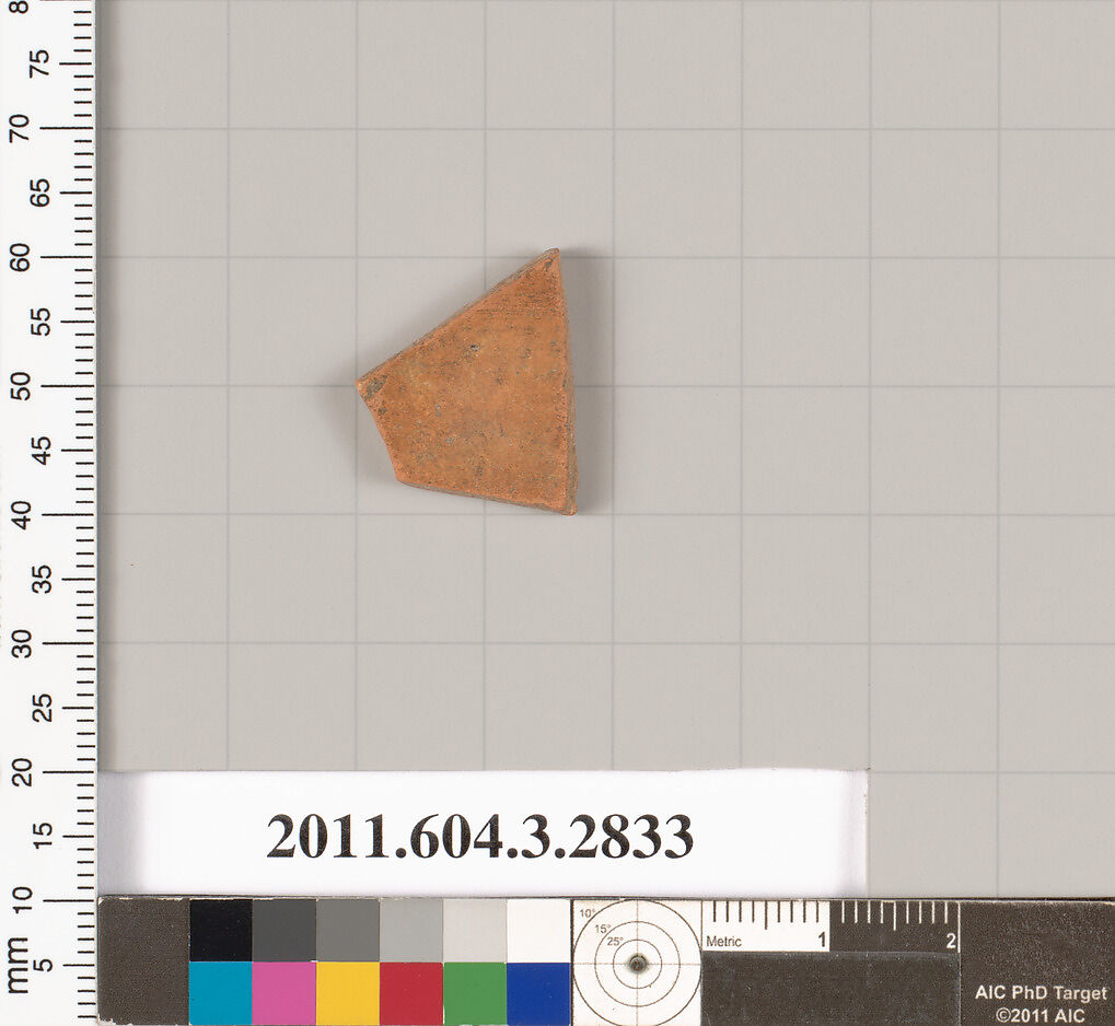 Terracotta fragment of a closed shape, Terracotta, Greek, Attic