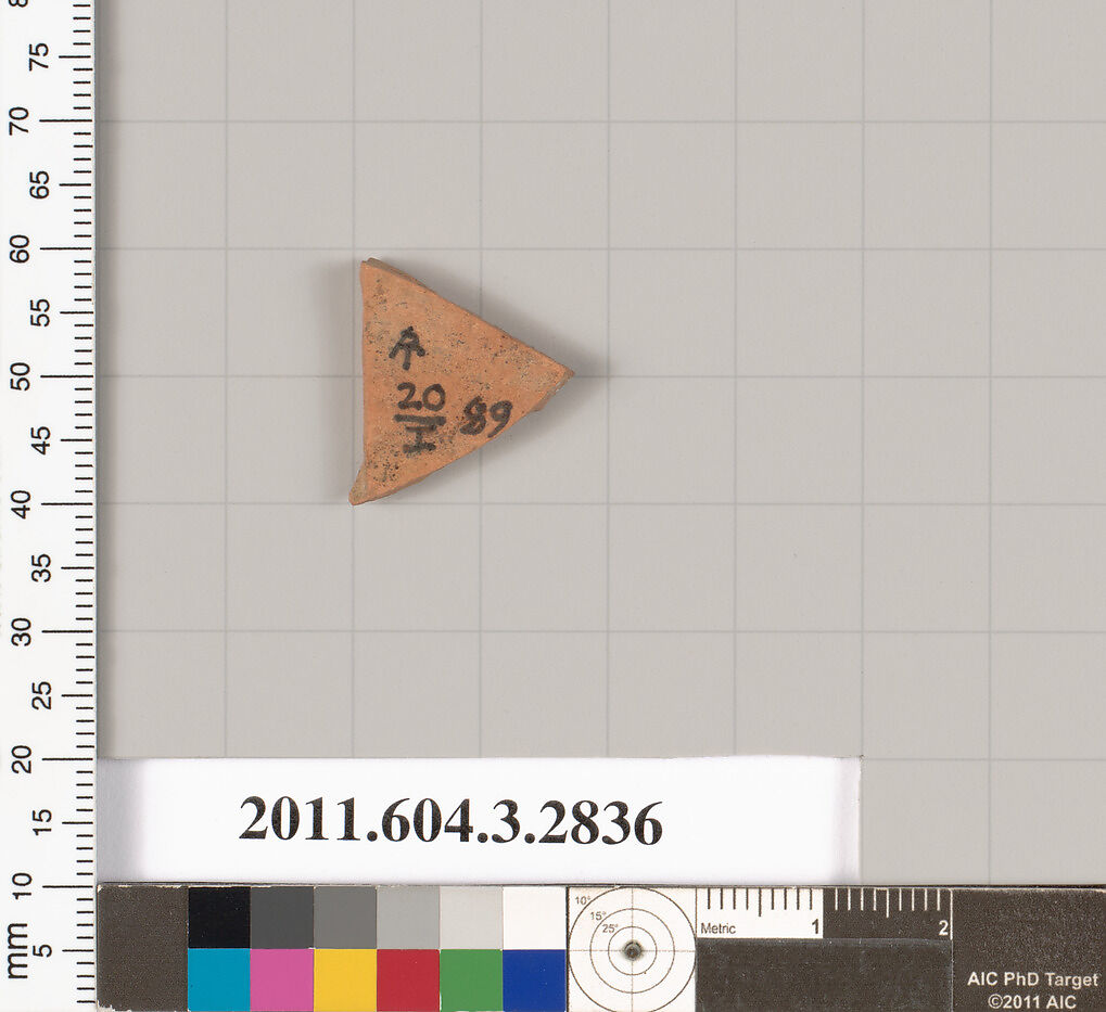 Terracotta fragment of a closed shape, Terracotta, Greek, Attic