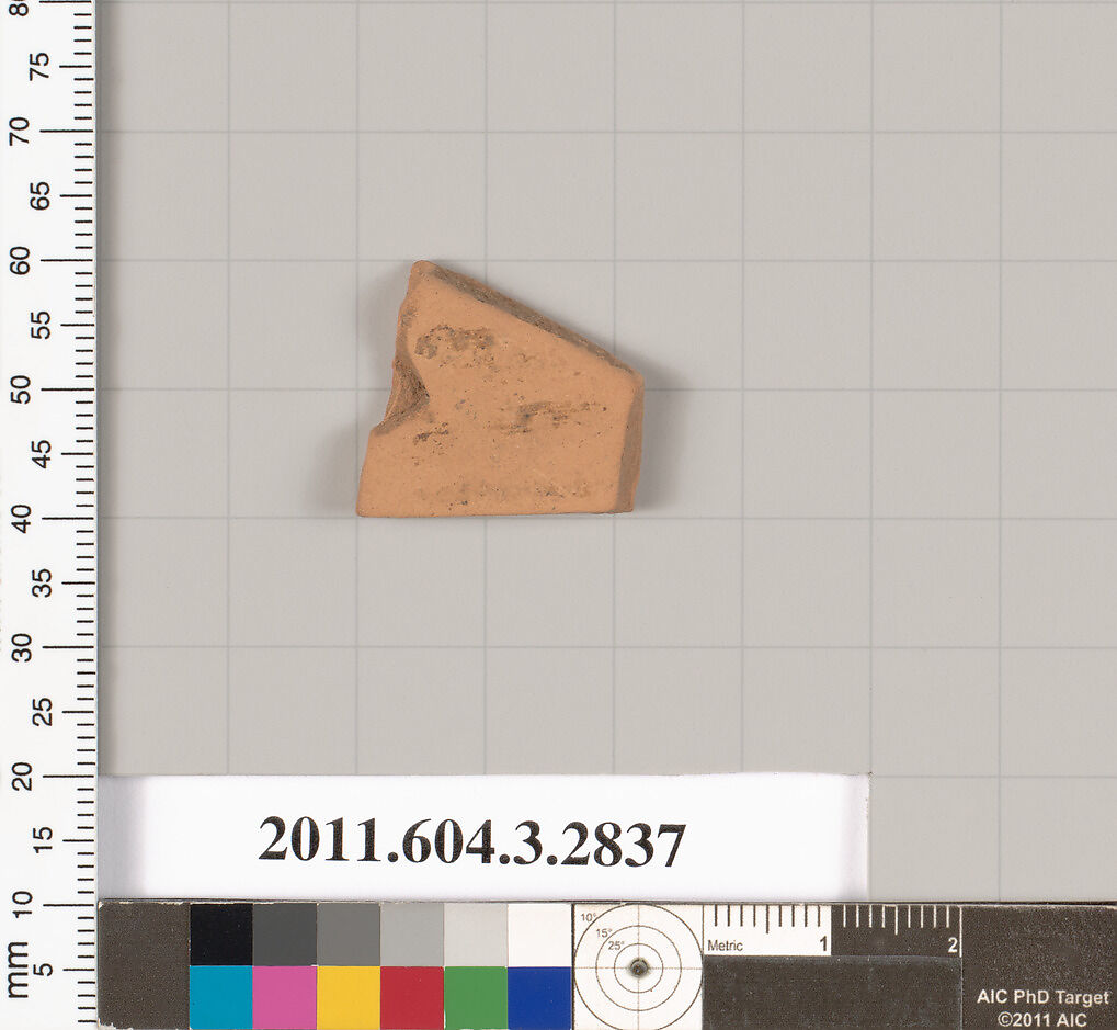 Terracotta fragment of a closed shape, Terracotta, Greek, Attic