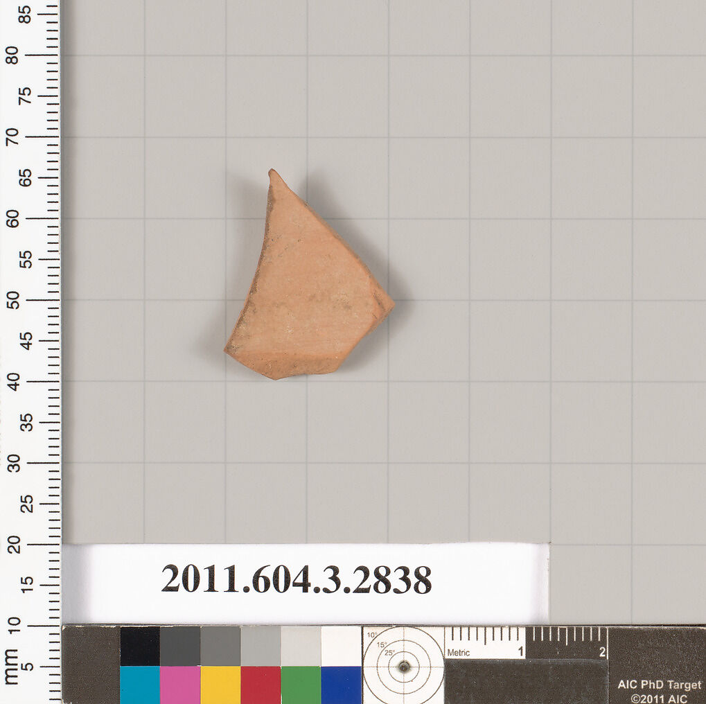 Terracotta fragment of a closed shape, Terracotta, Greek, Attic