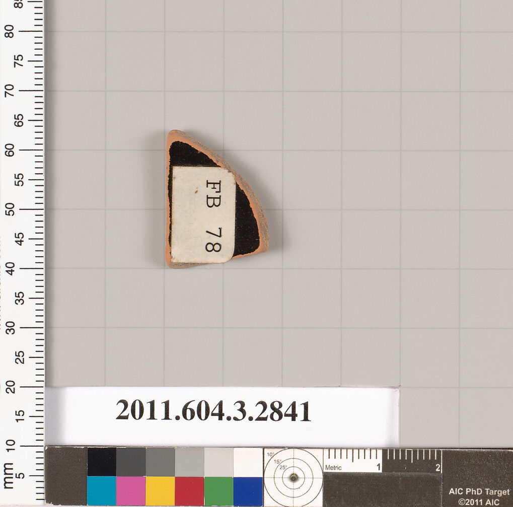 Terracotta fragment of a closed shape, Terracotta, Greek, Attic