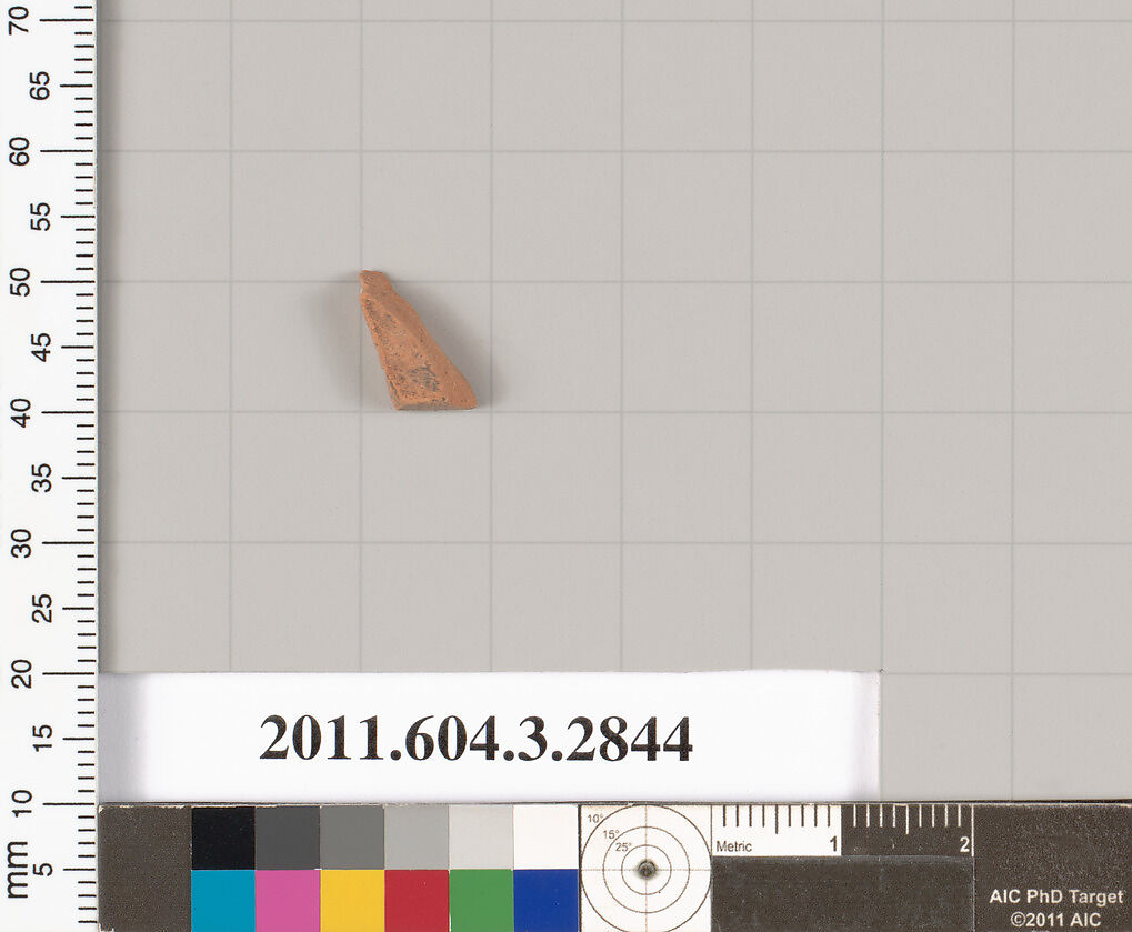 Terracotta fragment of a closed shape, Terracotta, Greek, Attic
