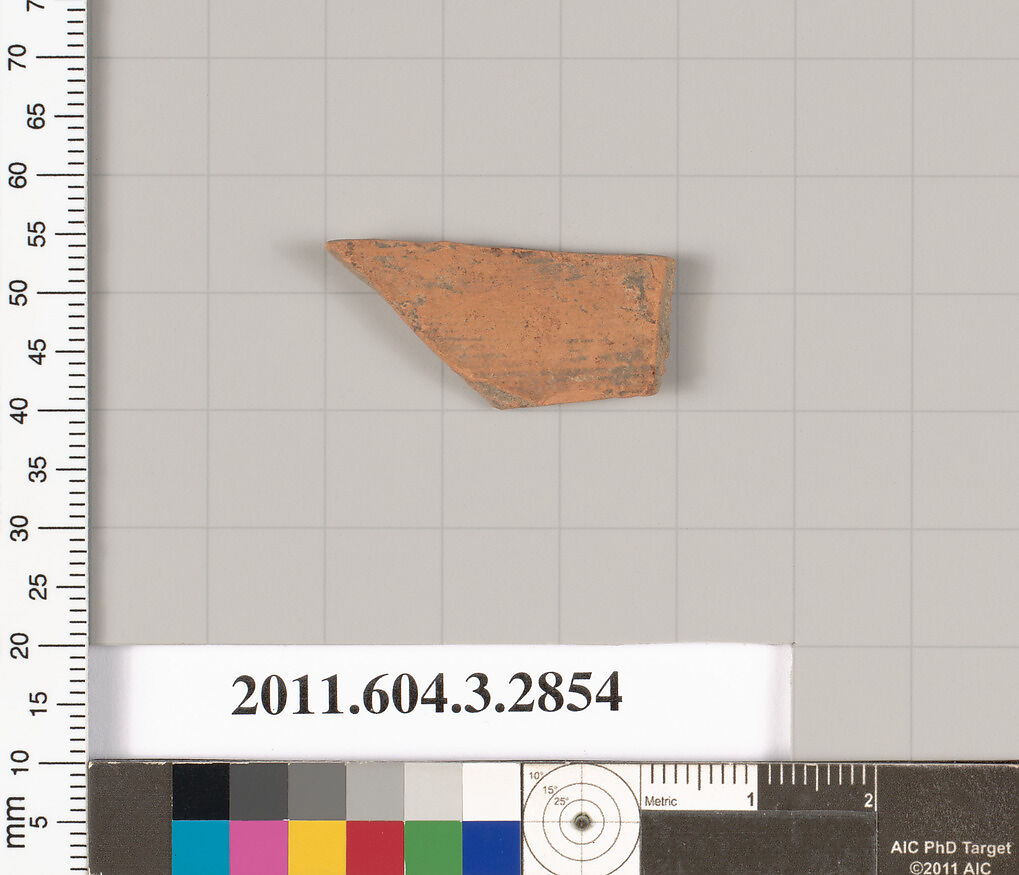 Terracotta fragment of a closed shape, Terracotta, Greek, Attic