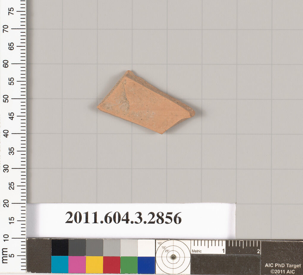 Terracotta fragment of a closed shape, Terracotta, Greek, Attic