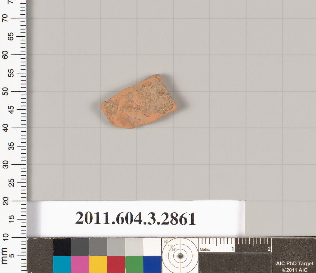 Terracotta fragment of a closed shape, Terracotta, Greek, Attic