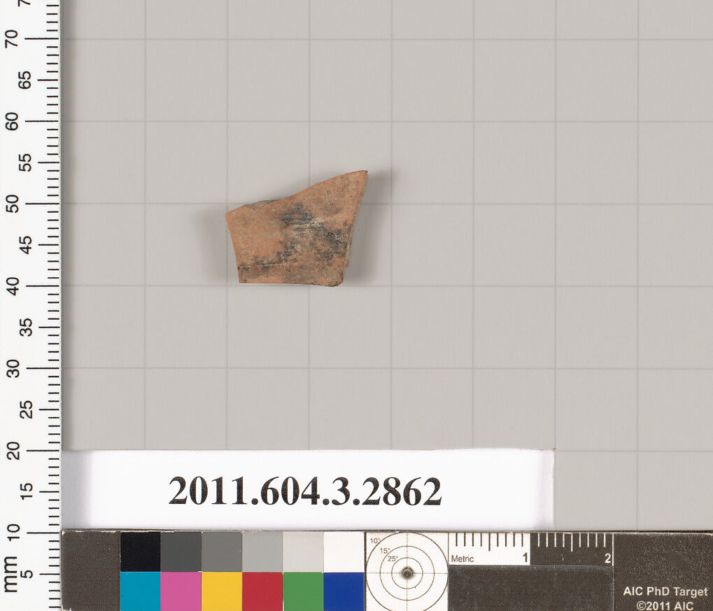 Terracotta fragment of a closed shape, Terracotta, Greek, Attic