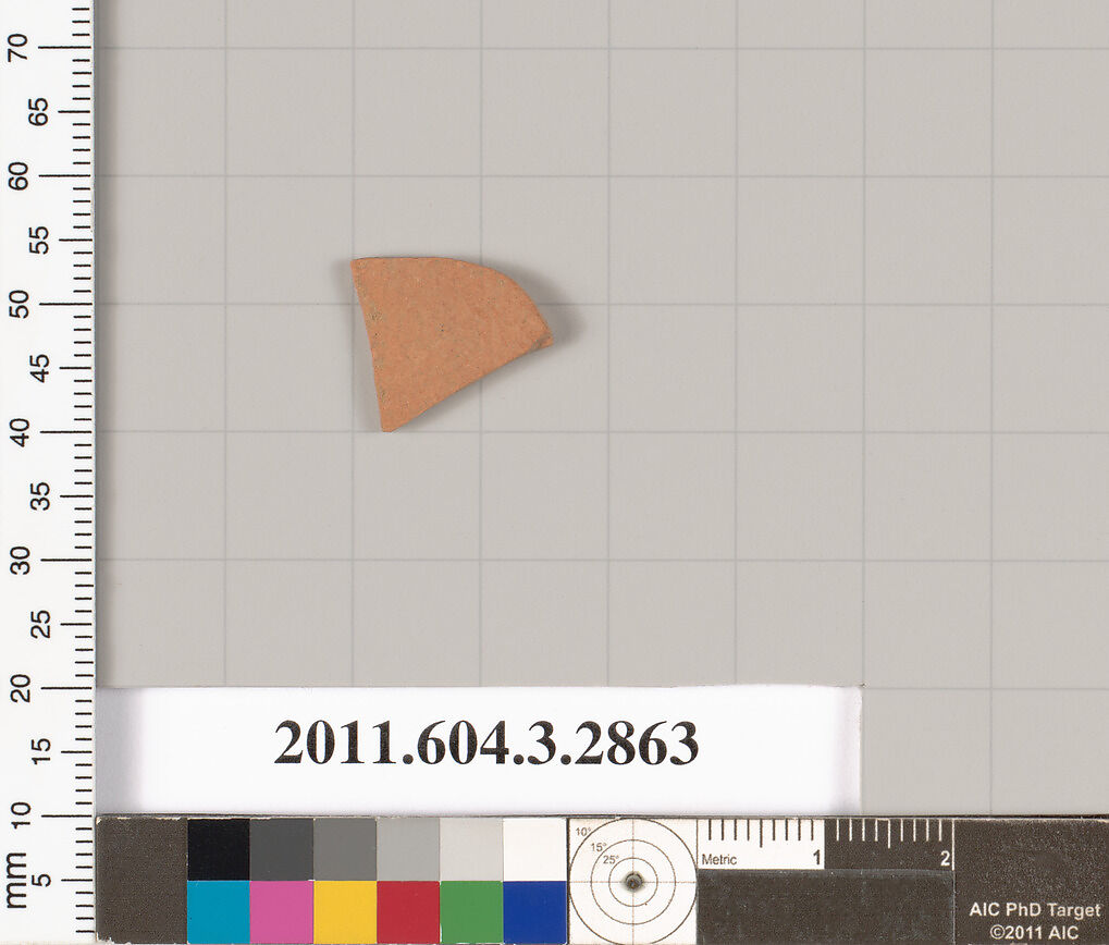 Terracotta fragment of a closed shape, Terracotta, Greek, Attic