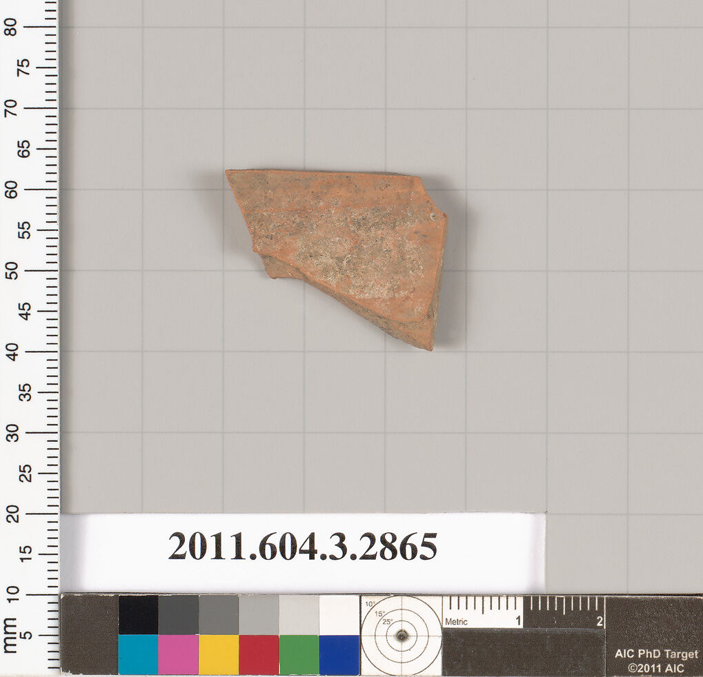 Terracotta fragment of a closed shape, Terracotta, Greek, Attic