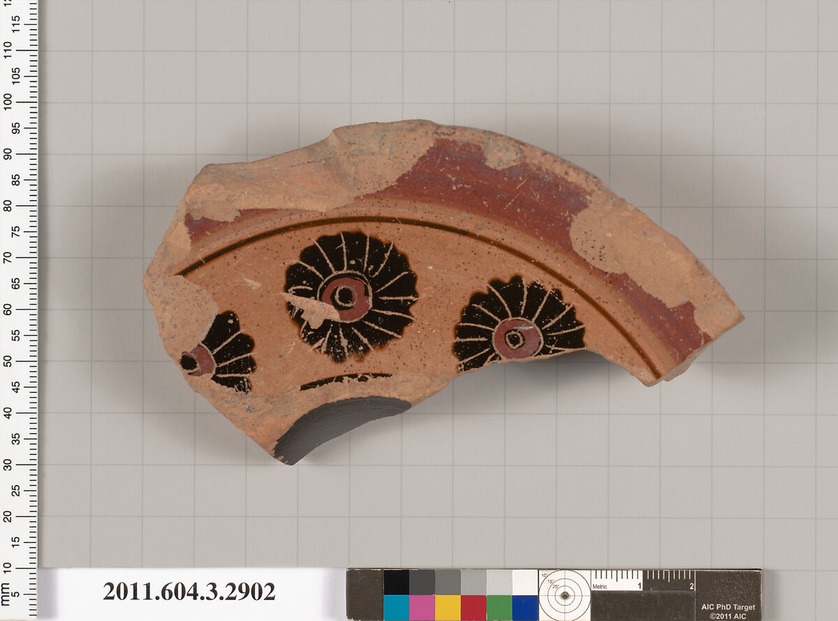 Terracotta fragment of a loutrophoros (ceremonial vase for water)?, Terracotta, Greek, Attic 