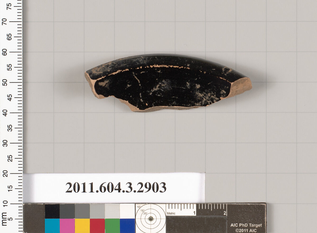 Terracotta fragment of an oinochoe (jug)?, Terracotta, Greek, Attic