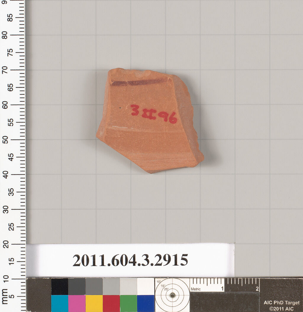 Terracotta fragment of an oinochoe (jug)?, Terracotta, Greek, Attic