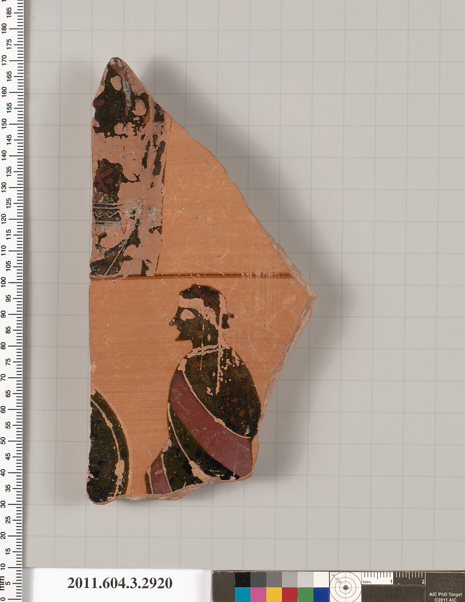 Terracotta fragment of a plaque?, Terracotta, Greek, Attic 