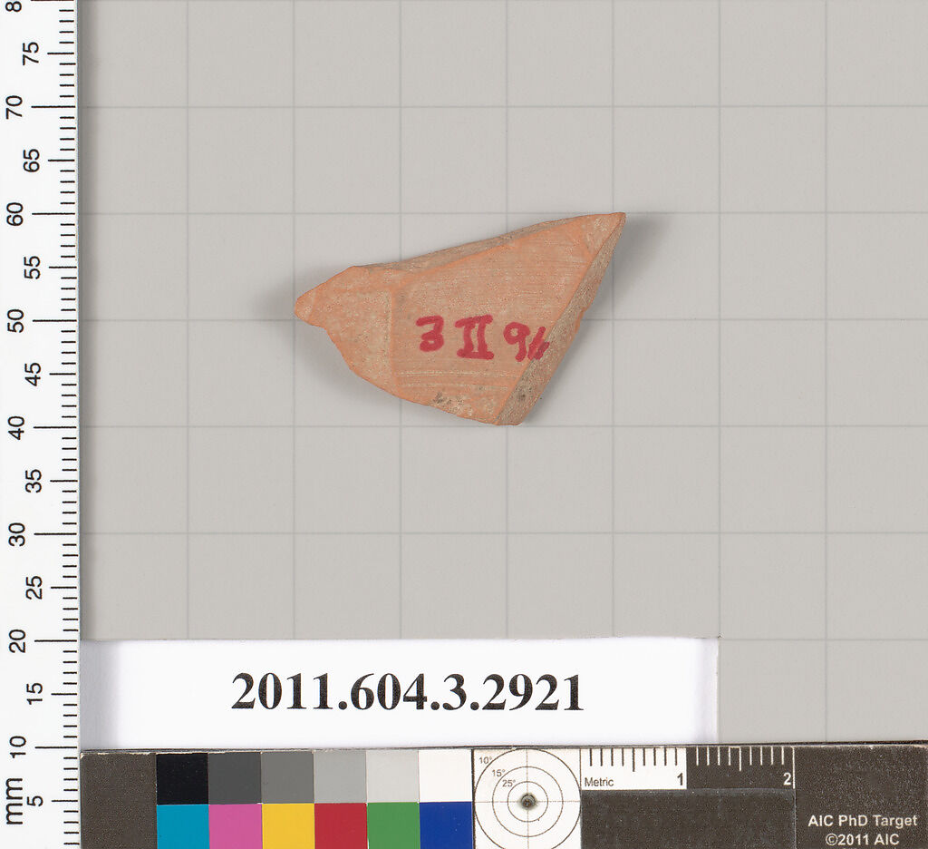 Terracotta fragment of an oinochoe (jug) or an olpe (jug)?, Terracotta, Greek, Attic