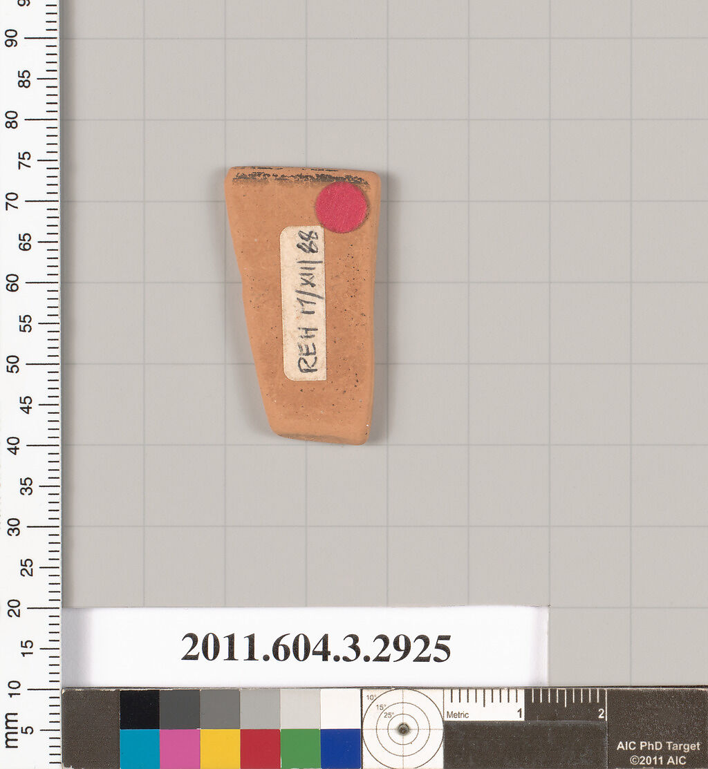 Terracotta fragment of an undetermined shape, Terracotta, Greek, Attic