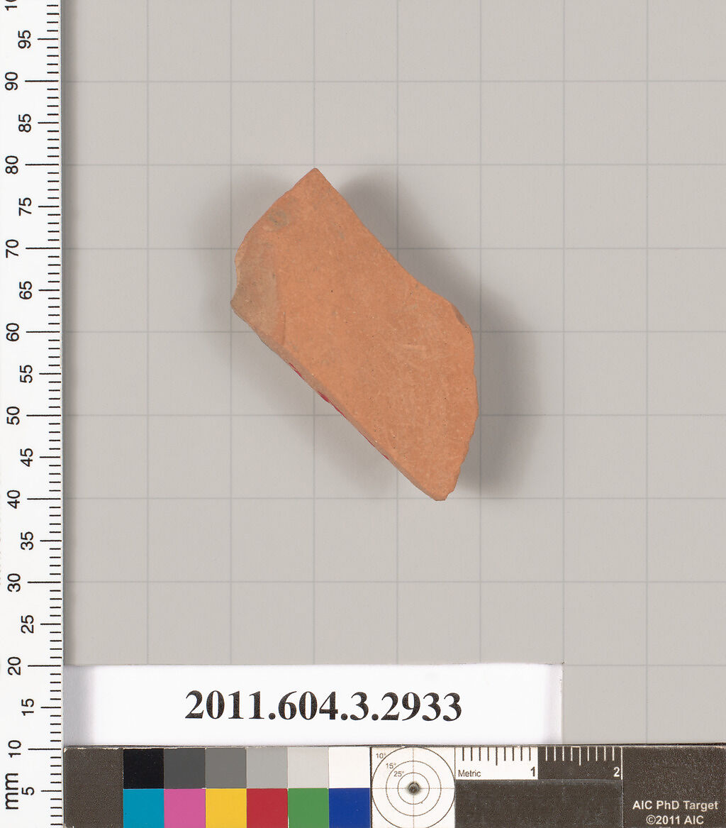 Terracotta fragment of a closed shape, Terracotta, Greek, Attic