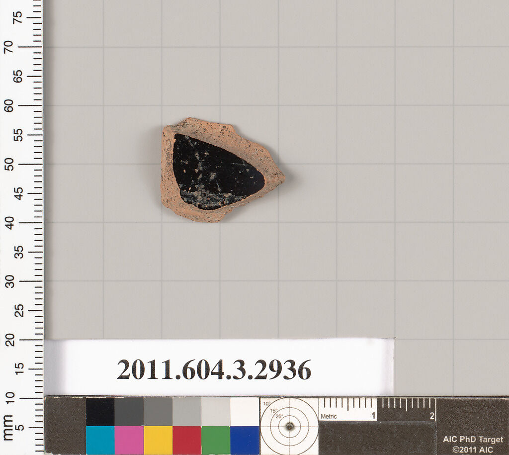 Terracotta fragment of an open shape, Terracotta, Greek, Attic