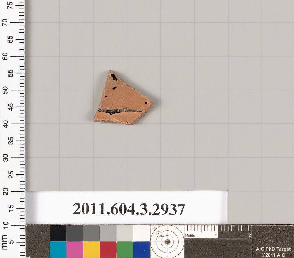Terracotta fragment of unidentified shape, Terracotta, Greek, Attic