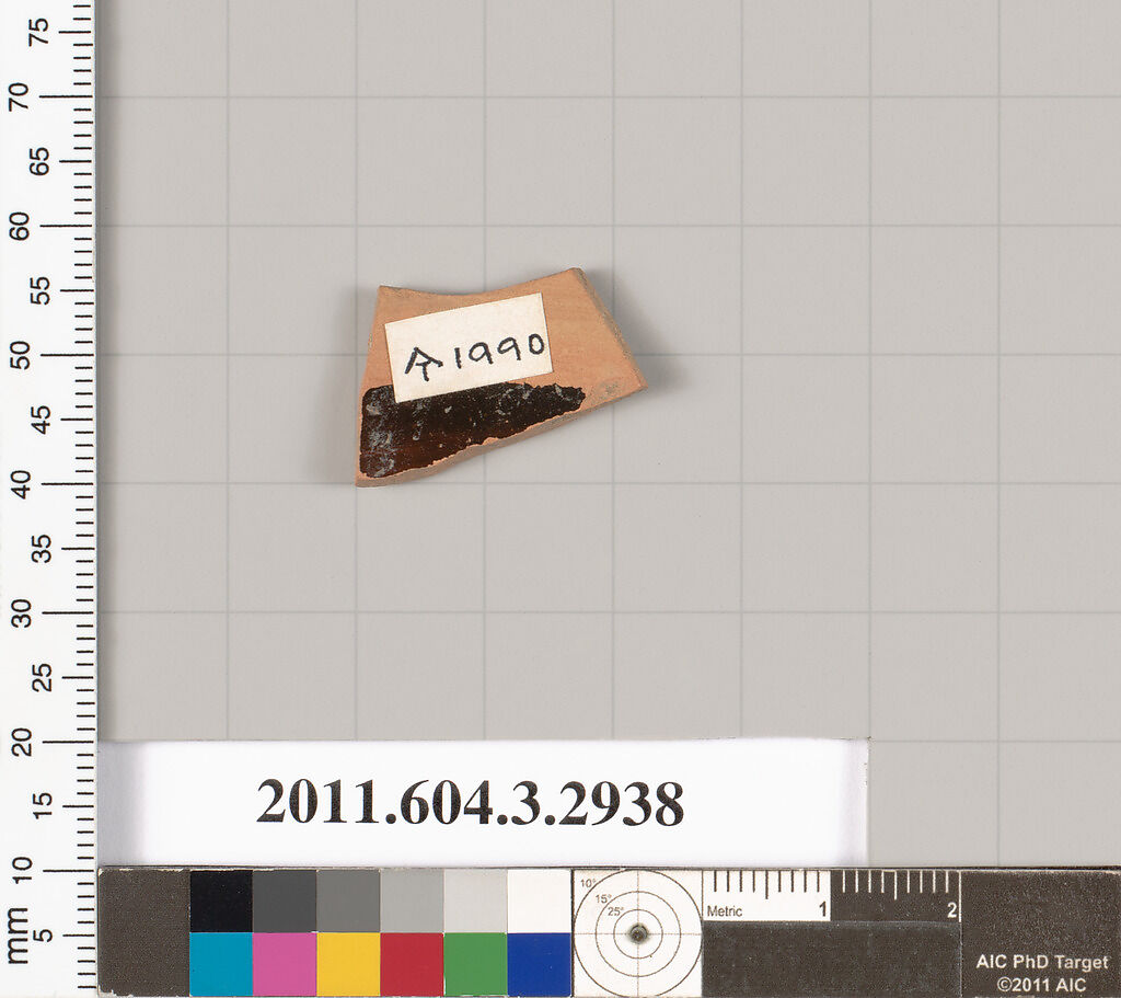 Terracotta fragment of an undetermined shape, Terracotta, Greek, Attic