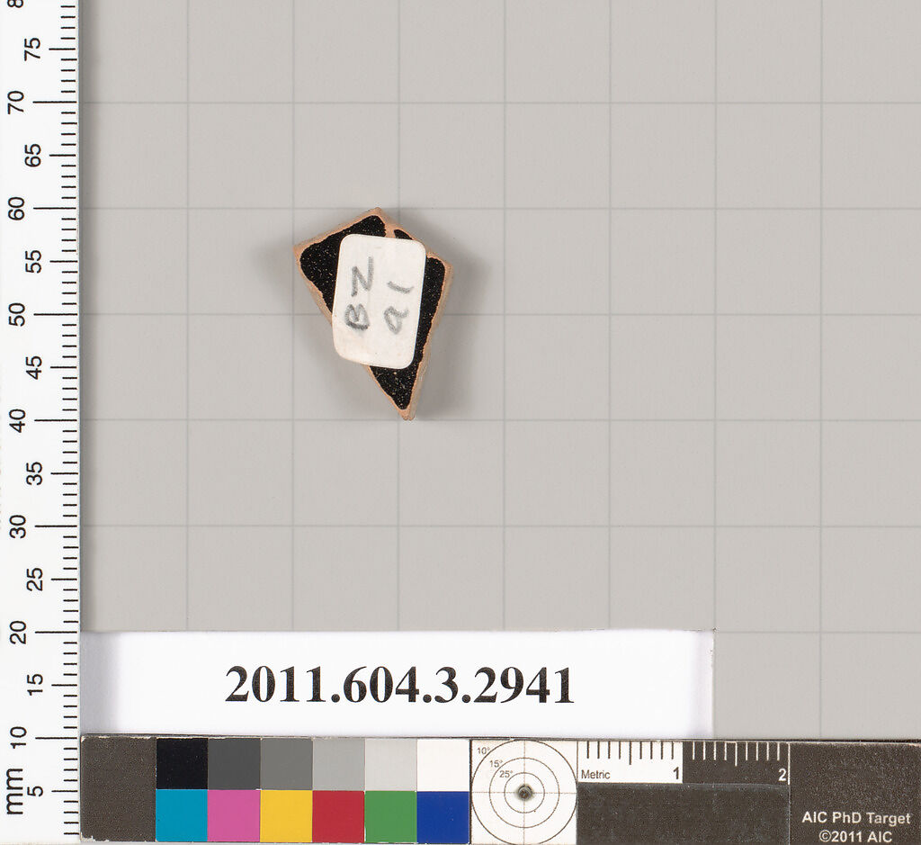 Terracotta fragment of a kylix (drinking cup), Terracotta, Greek, Attic