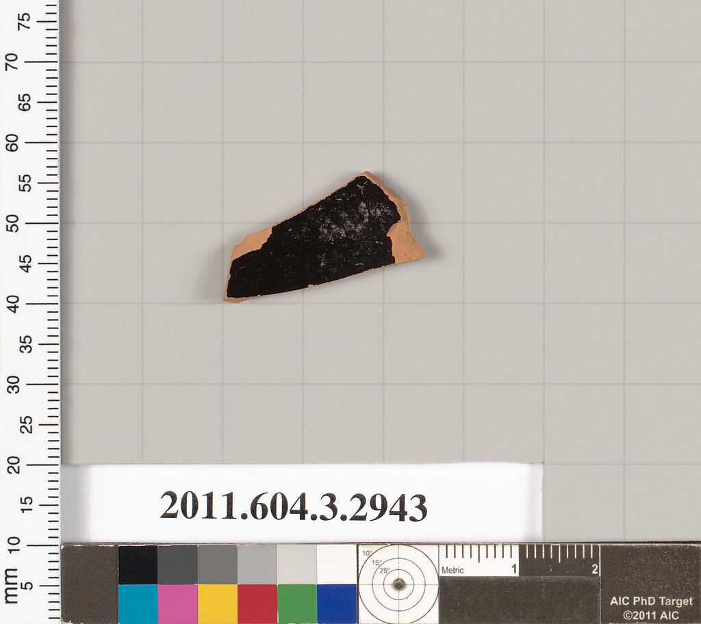 Terracotta fragment of a kylix (drinking cup), Terracotta, Greek, Attic