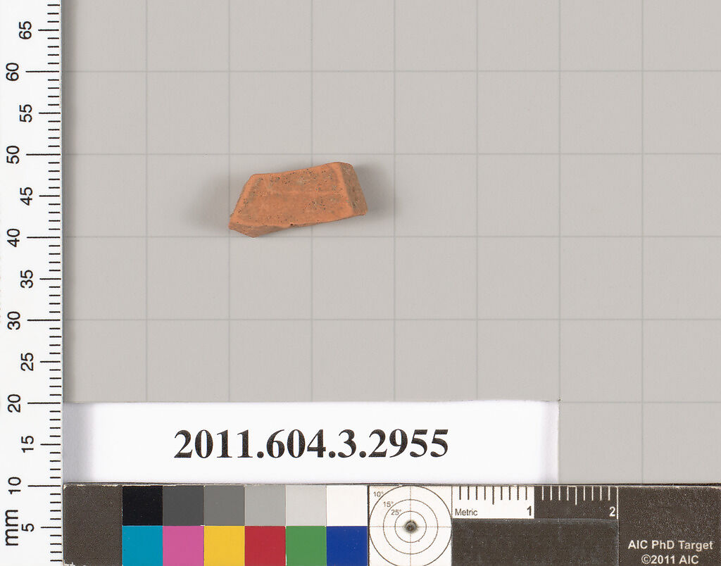 Terracotta fragment of a closed shape, Terracotta, Greek, Attic