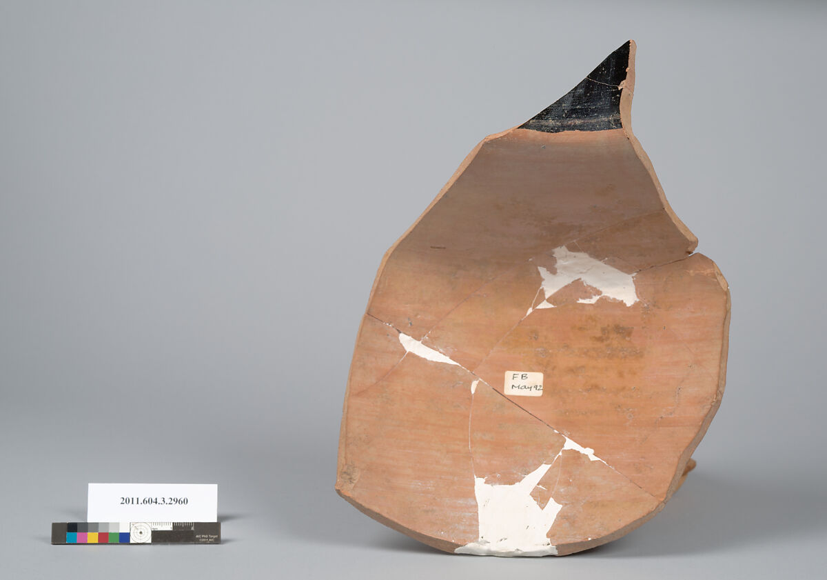 Terracotta fragment of a hydria (water jar), Terracotta, Greek, Attic