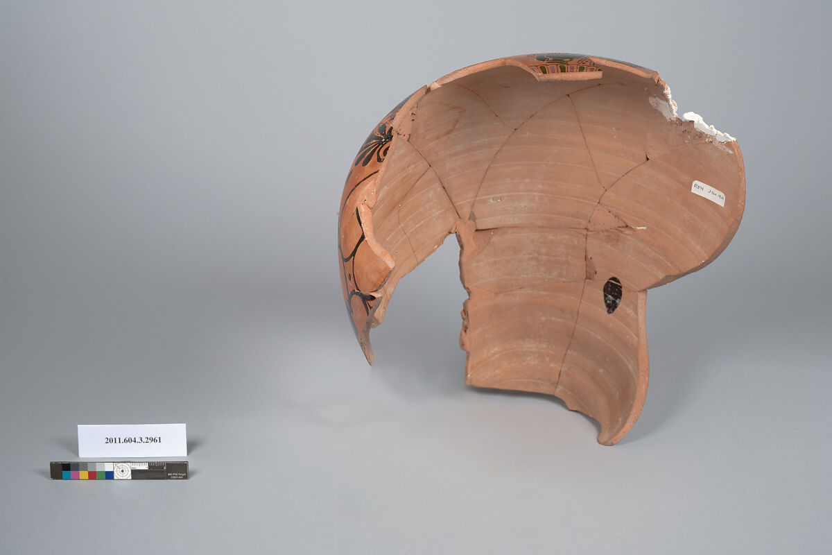 Terracotta fragment of a neck-amphora (jar), Terracotta, Greek, Attic