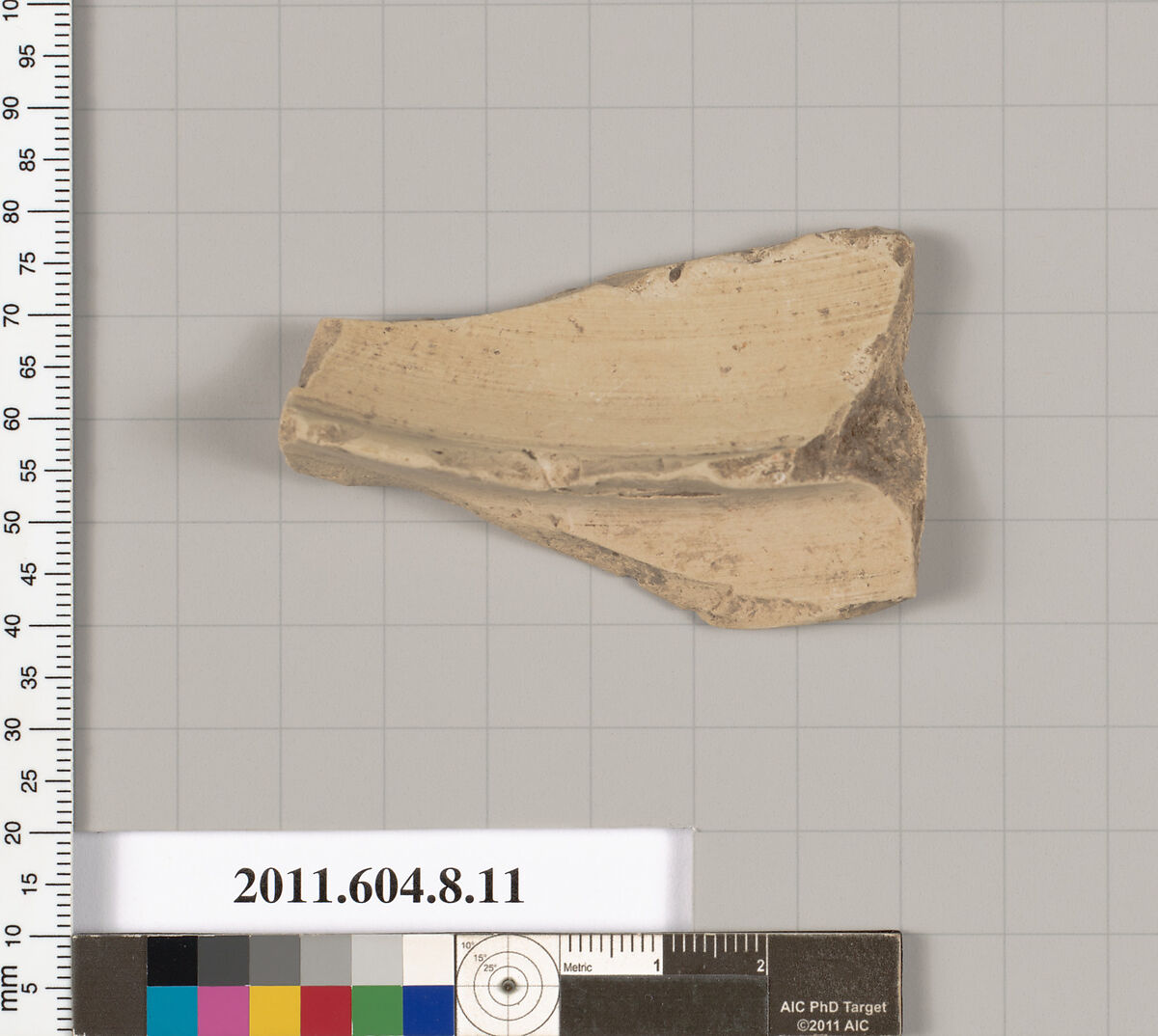 Terracotta fragment of a lid, Terracotta, Greek, Corinthian